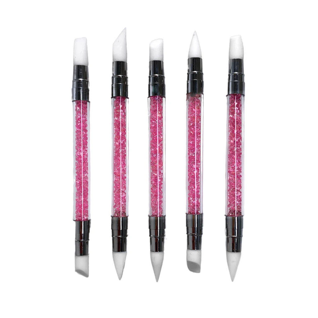 Diamond Double Silicone Nail Tool Pink - 5pc Set