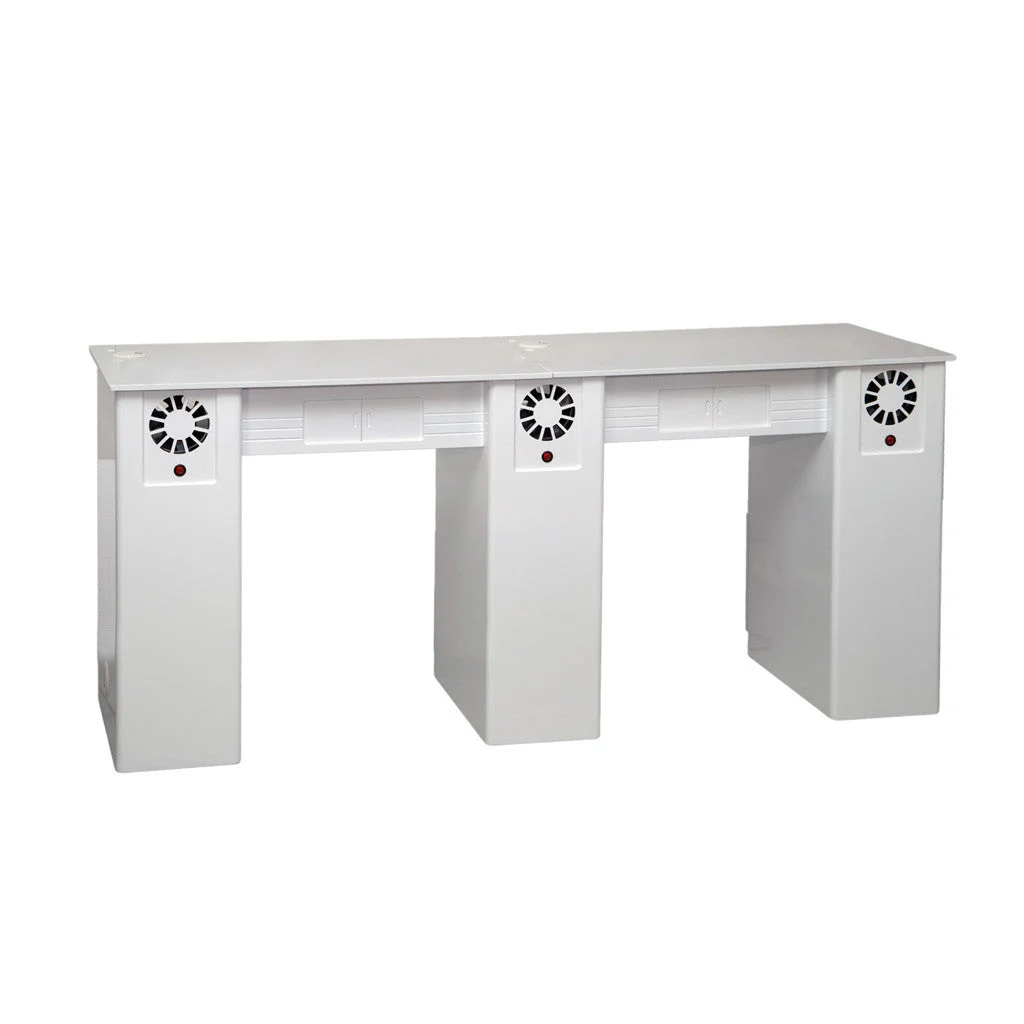 Nail Table White Double - G2BLU with Nail Fans