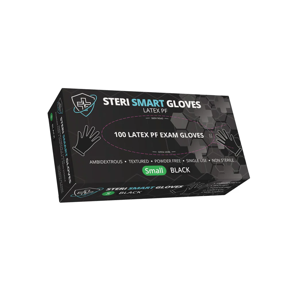 Latex Gloves - Powder Free Black S|M|L 100pc