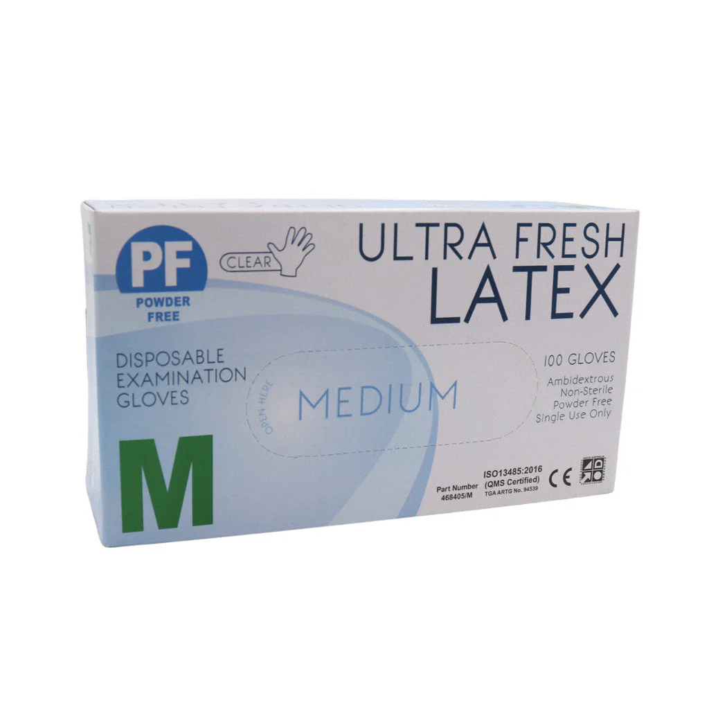 Ultra Fresh Latex Gloves Natural (Clear)PF Medium